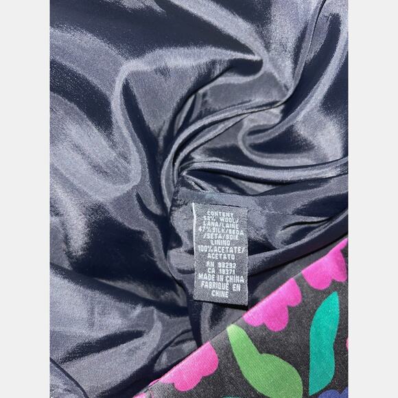 NWOT Tibi Black Floral Coral Print Silk & Wool Skirt Pleated Fully Lined Size 6 - Picture 5 of 5